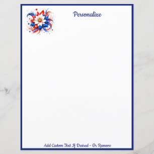 Elegant Patriotisch Bloemmotief Briefpapier Ontwer