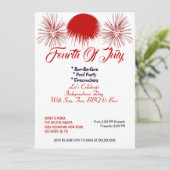 Elegant Patriottic 4 juli Firecrackers BBQ Party Kaart (Staand voorkant)