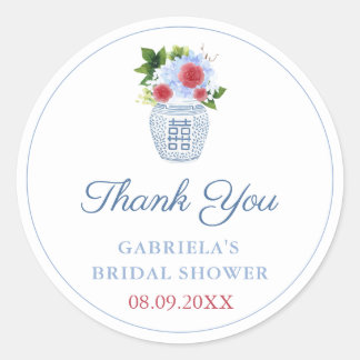 Elegant Patriottic Wedding Shower - Bedankt voor j Ronde Sticker