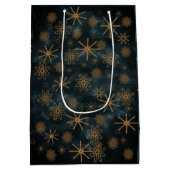 Elegant Patroon BLAUWGROEN BLAUW Vrolijk Kerstfees Medium Cadeauzakje (Achterkant)