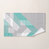 Elegant Patroon Blauwgroen Grijs Wit Abstract Geom Bad Handdoek (Handdoek)