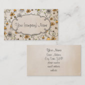 Elegant patroon bloem geel/beige visitekaartje (Voorkant / Achterkant)