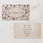 Elegant patroon bloemen roze/beige visitekaartje (Voorkant / Achterkant)