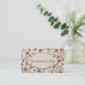 Elegant patroon bloemen roze/beige visitekaartje (Staand voorkant)