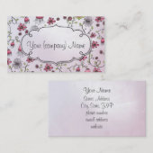 Elegant patroon bloemen roze/roze visitekaartje (Voorkant / Achterkant)