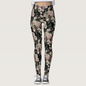 Elegant Patroon Blush Rustieke Bloemen Bloemen Blo Leggings (Voorkant)