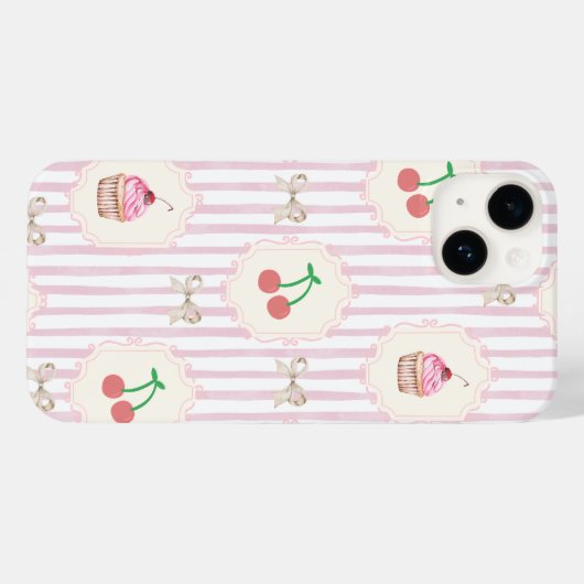 Elegant  patroon Border Fruits Cupcakes Case-Mate iPhone Case (Achterkant (horizontaal))