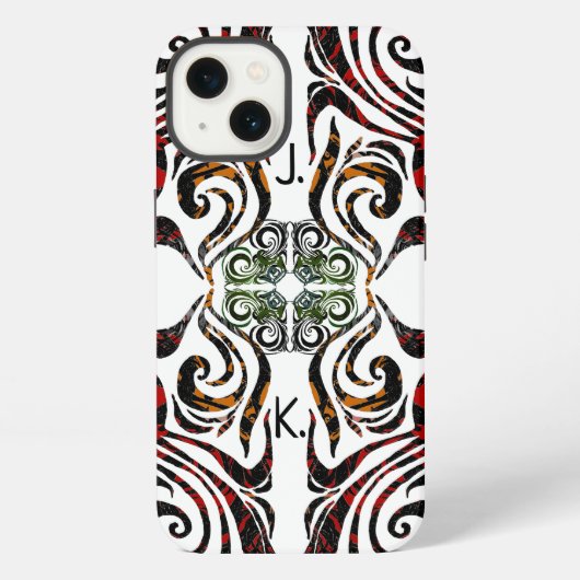 Elegant patroon en uw initialen iPhone hoesje (Achterkant)