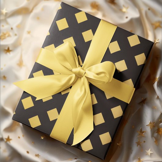 Elegant patroon geometrisch zwart en goud cadeaupapier