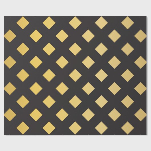Elegant patroon geometrisch zwart en goud cadeaupapier (Vlak)
