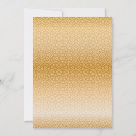 Elegant Patroon Goud Islamitisch Moslim Bruiloft Kaart (Achterkant)