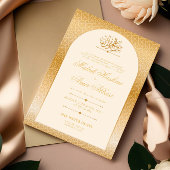 Elegant Patroon Goud Islamitisch Moslim Bruiloft Kaart