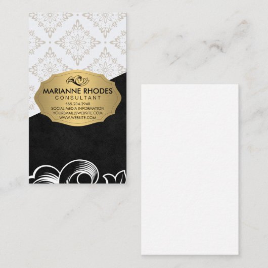 Elegant patroon / Goud met element / Kleurblok Visitekaartje (Voorkant / Achterkant)