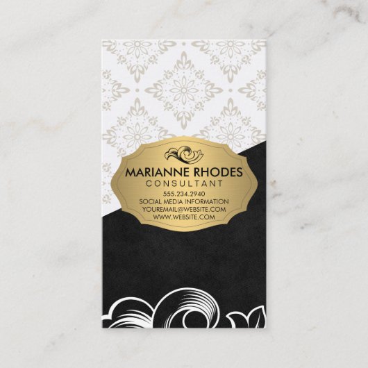 Elegant patroon / Goud met element / Kleurblok Visitekaartje (Voorkant)