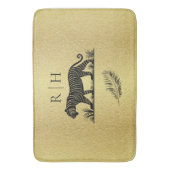 Elegant patroon Goud Zwart Monogram Badmat (Voorkant Verticaal)