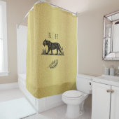 Elegant patroon Goud Zwart Monogram Douchegordijn (In situ)