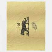 Elegant patroon Goud Zwart Monogram Fleece Deken (Voorkant)