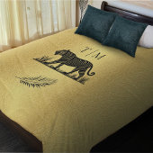 Elegant patroon Goud Zwart Monogram Fleece Deken