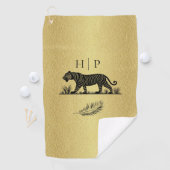 Elegant patroon Goud Zwart Monogram Golfhanddoek (Insitu)