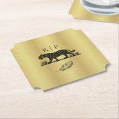 Elegant patroon Goud Zwart Monogram Kartonnen Onderzetters (Gekanteld)