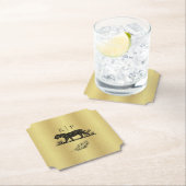 Elegant patroon Goud Zwart Monogram Kartonnen Onderzetters (Insitu)