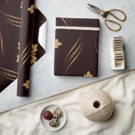 Elegant patroon met gouden bloemmotieven cadeaupapier