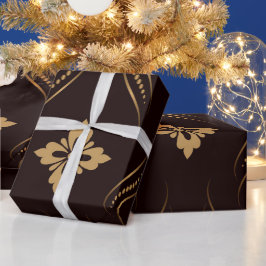 Elegant patroon met gouden bloemmotieven cadeaupapier