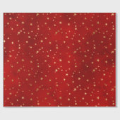 Elegant patroon met rode en gouden kerstster cadeaupapier (Vlak)