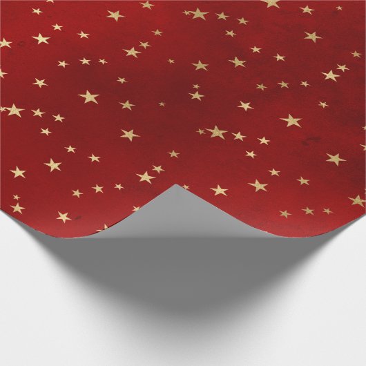 Elegant patroon met rode en gouden kerstster cadeaupapier (Hoek)