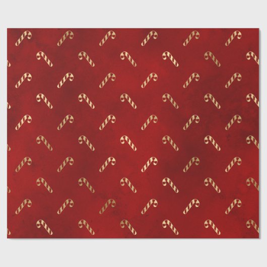 Elegant patroon met rode en gouden kerstsuikerriet cadeaupapier (Vlak)