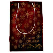 Elegant patroon RODE GOUD Prettig Kerstfeest Medium Cadeauzakje (Voorkant)