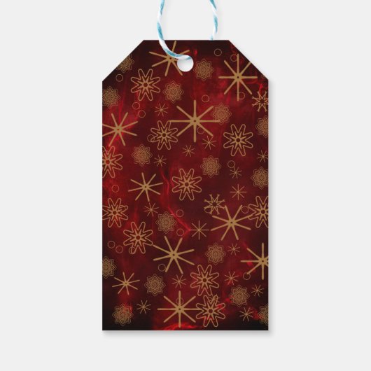 Elegant patroon ROOD GOUD Vrolijk kerstfeest Cadeaulabel (Achterkant)