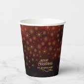 Elegant patroon ROOD GOUD Vrolijk kerstfeest Papieren Bekers (Achterkant)