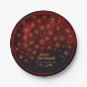 Elegant patroon ROOD GOUD Vrolijk kerstfeest Papieren Bordje (Voorkant)