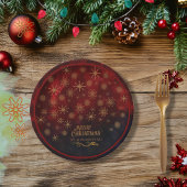 Elegant patroon ROOD GOUD Vrolijk kerstfeest Papieren Bordje