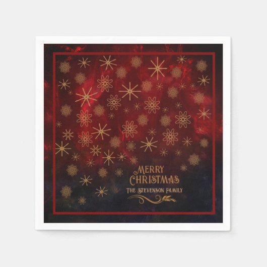 Elegant patroon ROOD GOUD Vrolijk kerstfeest Servet (Voorkant)