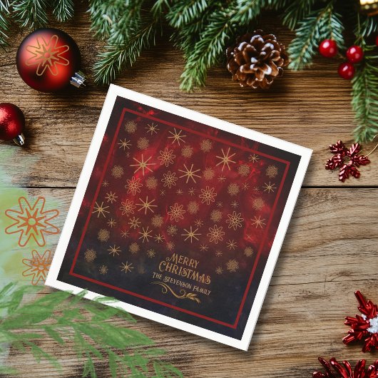 Elegant patroon ROOD GOUD Vrolijk kerstfeest Servet