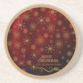 Elegant patroon ROOD GOUD Zandsteen Onderzetter (Voorkant)