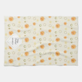 Elegant patroon sinaasappels en sterren op beige theedoek (Horizontaal)