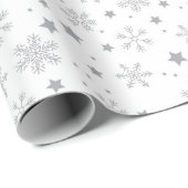 Elegant patroon van grijze sneeuwvlokken cadeaupapier (Rol Hoek)