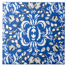 Elegant  patroon William Morris kobalt blauw