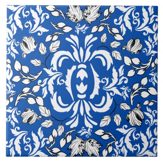 Elegant  patroon William Morris kobalt blauw Tegeltje (Voorkant)