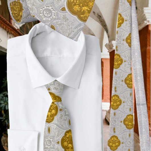 Elegant patroon zilveren gouden medaille stropdas