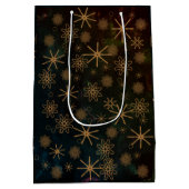 Elegant patroon ZWART GOUD Prettig Kerstfeest Medium Cadeauzakje (Achterkant)