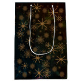 Elegant patroon ZWART GOUD Vrolijk Kerstfeest Medium Cadeauzakje (Achterkant)