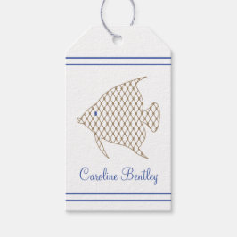 Elegant Pattern Angel Fish Gift Labels Cadeaulabel