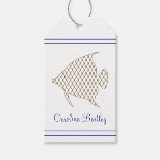 Elegant Pattern Angel Fish Gift Labels Cadeaulabel (Voorkant)