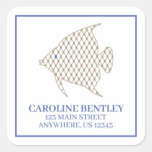 Elegant Pattern Angel Fish Return Address Labels (Voorkant)