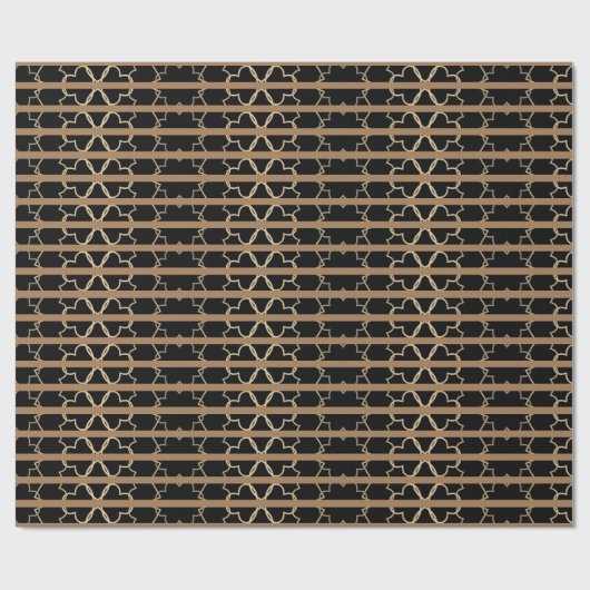 Elegant Pattern Black Gold Trellis Striped Cadeaupapier (Vlak)