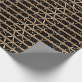 Elegant Pattern Black Gold Trellis Striped Cadeaupapier (Hoek)